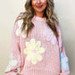 Pink Petals & Threads Embroidered Floral Sweater