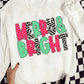 White MERRY & BRIGHT Checkered Print Crew Neck Sweatshirt