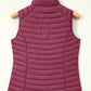 Burgundy Plush Collared Quilted Zipped Puffer Vest