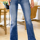 Sky Blue Slight Distressed Medium Wash Flare Jeans