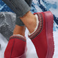 Fiery Red Contrast Print Suede Plush Lined Snow Boots