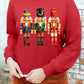 Red Christmas Metallic Nutcracker Graphic Crew Neck Sweatshirt