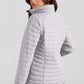 Silvery Solid Color Quilted Zip-up Puffer Jacket