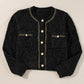 Black Shimmer Flap Pocket Button up Cardigan