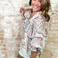 Multicolour Boho Floral Patched Ruffled Sleeve Tied Neck Blouse