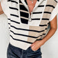 Black Stripe Colorblock Quarter Zip Collar Sweater Vest