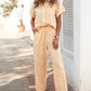 Short Sleeve Buttoned Top & Drawstring Pants Set