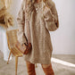 Round Neck Long Sleeve Sweater Dress Casual Loose Fit Cable Knit Pullover Mini Dress