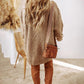 Round Neck Long Sleeve Sweater Dress Casual Loose Fit Cable Knit Pullover Mini Dress