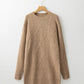 Round Neck Long Sleeve Sweater Dress Casual Loose Fit Cable Knit Pullover Mini Dress