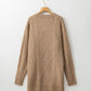 Round Neck Long Sleeve Sweater Dress Casual Loose Fit Cable Knit Pullover Mini Dress