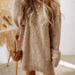 Round Neck Long Sleeve Sweater Dress Casual Loose Fit Cable Knit Pullover Mini Dress