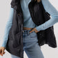 Black Quilted High Neck Zip Up Jacket Vest