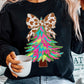 Black Bowknot Christmas Tree Shiny Graphic Sweatshirt