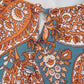 Orange Paisley Print Loose Fit Drawstring High Waist Mini Dress