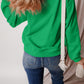 Dark Green Christmas Chenille MERRY Graphic Crew Neck Sweatshirt