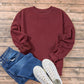 Burgundy Plain Drop Shoulder Crewneck Pullover Sweatshirt