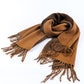 Chestnut Bohemian Fringe Trim Textured Scarf