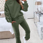 2PCS Skew Neck Buttoned Sweatshirt & Cuffed Pants Set