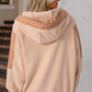 Light French Beige Colorblock Patchwork Half Zip Oversized Sherpa Hoodie