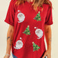 Red Santa Clause Christmas Tree Print Tee