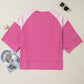 Bright Pink Textured Colorblock 3/4 Sleeve Oversize Top