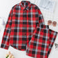 Red Christmas Checkered Pattern Loose Shirt and Pants Lounge Set