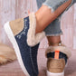 Blue Suede Stitching Patchwork Plush Lined Anklet Boots