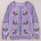 Orchid Petal Mardi Gras Patched Pattern Waffle Patchwork Sweatshirt