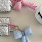 Pink Gingham Puffer Bow Knot Bag Pendant Keychain