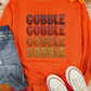 Orange Thanksgiving GOBBLE Print Round Neck Pullover Sweatshirt