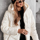 White Solid Quilted Hooded Zip Up Puffer Jackets