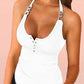 Halter Chain Decor Textured Tank Top