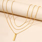 Gold Bar Pendant Layered Adjustable Chain Necklace