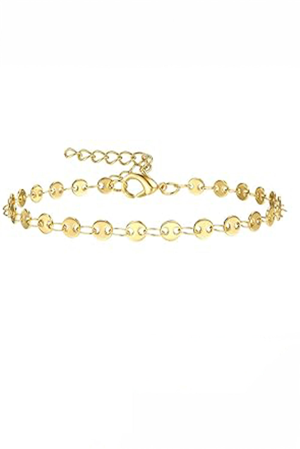 Gold 3Pcs Disc Plated Adjustable Chain Bracelet Set