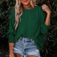 Green Smocked Wrist Shift Top