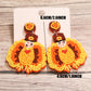 Yellow Halloween Turkey Beaded Drop Earrings