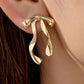 Gold Bow Knot Plated Alloy Stud Earrings