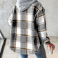 Plaid Print Buttoned Hooded Shacket