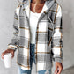 Plaid Print Buttoned Hooded Shacket