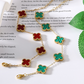 Fiery Red St Patricks Four Leaf Clover Chain Bracelet