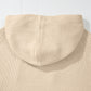 Beige Solid Color Drawstring Hooded Drop Shoulder Pullover Sweater