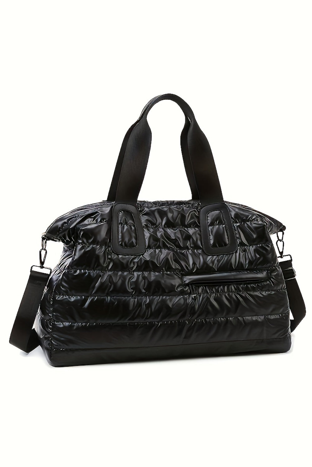 Black Quilted Puffy Large Capacity Waterproof Duffel Bag