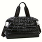 Black Quilted Puffy Large Capacity Waterproof Duffel Bag