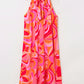 Rose Abstract Printed High Neck Knotted Nape Sleeveless Maxi Dress