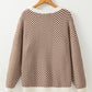 Coffee Contrast Edge Crew Neck Drop Shoulder Sweater