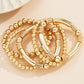 Gold Layered Plated Alloy Beaded Elastic Bracelet Set