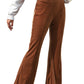 Chestnut Solid Color High Waist Flare Corduroy Pants