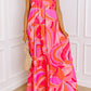 Rose Abstract Printed High Neck Knotted Nape Sleeveless Maxi Dress