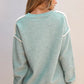 Moonlight Jade Colorblock Contrasting Edge Crewneck Sweater